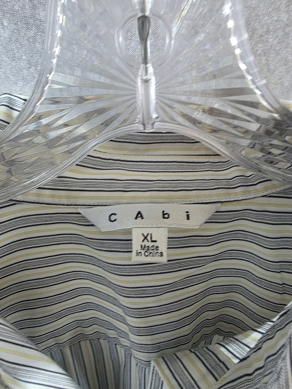 CAbi Striped Button-Front Shirt in Blue and Cream with Yellow Accents - Picture 3 of 4